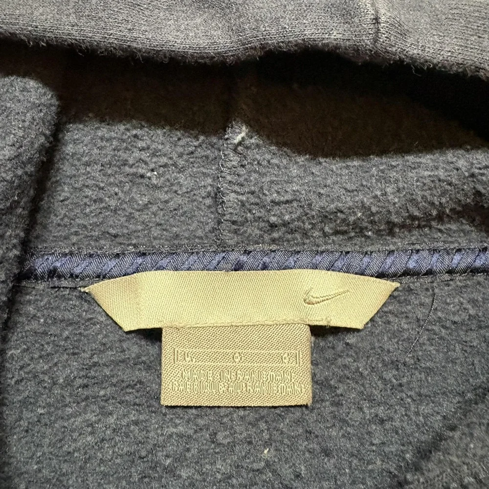 Vtg Nike Hoodie Sweatshirt Mens Large Navy Blue Faded Gold Center Swoosh Y2K 00s